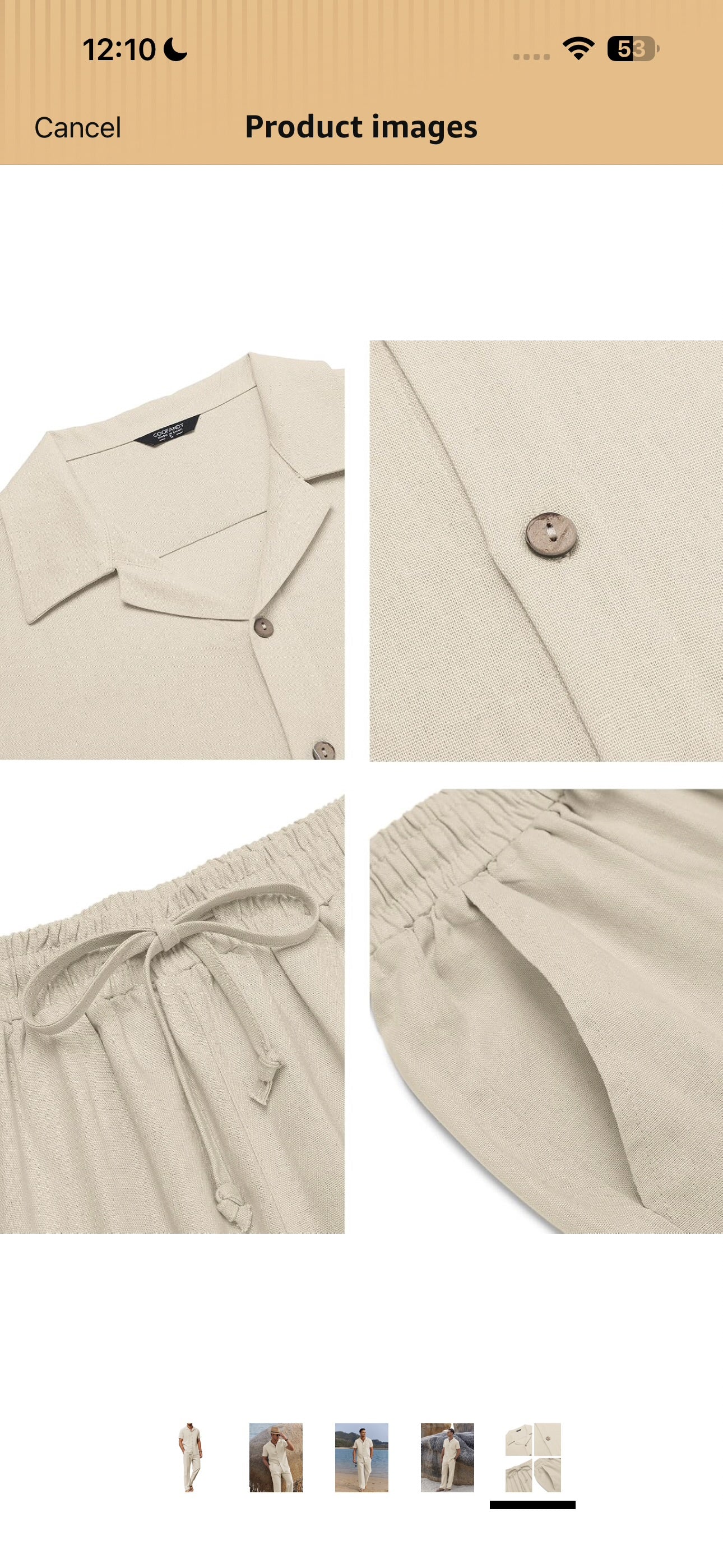COOFANDY Men 2 Piece Linen Outfit Beach Button Down Shirt Casual Loose Pant Sets