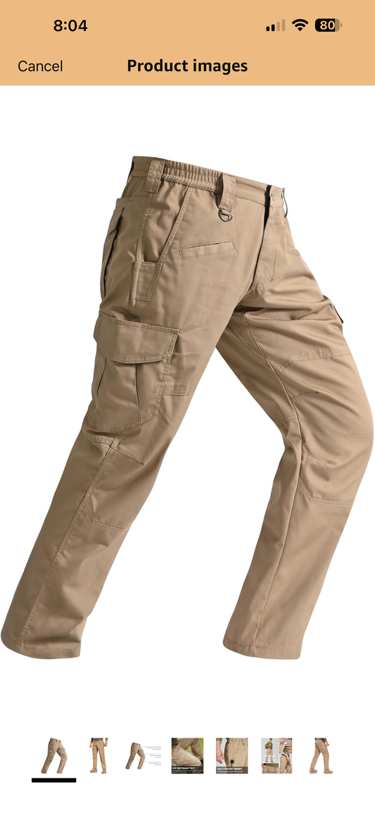 SPOSULEI Mens Tactical Pants Ripstop Cargo Work Pants with 9 Pockets Water Resistant Breathable Hiking Construction Pants