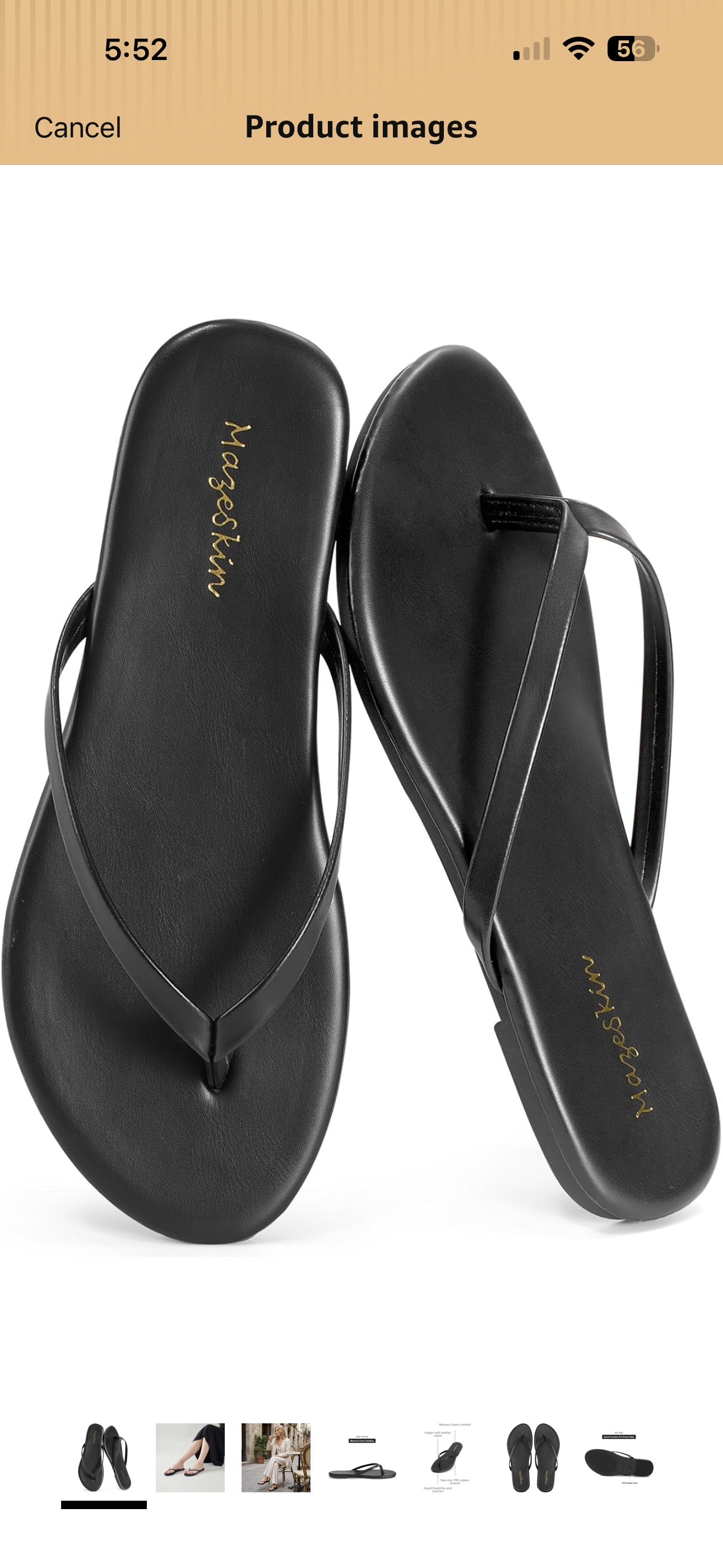 mazeskin Women's Memory Foam Comfortable Flat Thong Sandals Dressy Summer Beach Leather Slide Flip Flops