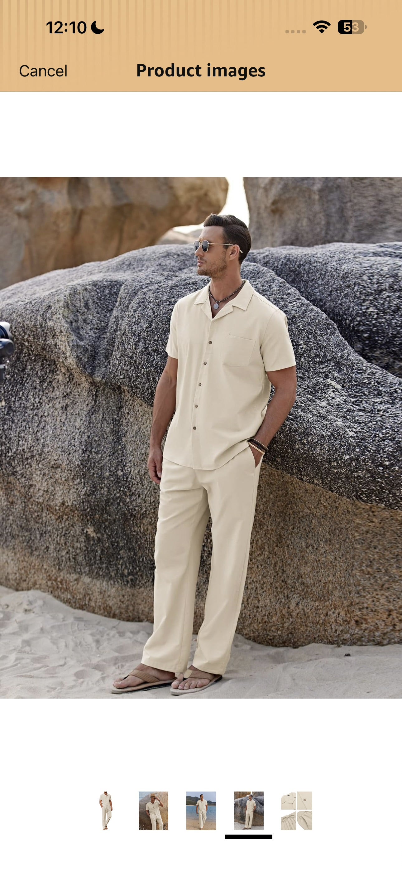 COOFANDY Men 2 Piece Linen Outfit Beach Button Down Shirt Casual Loose Pant Sets