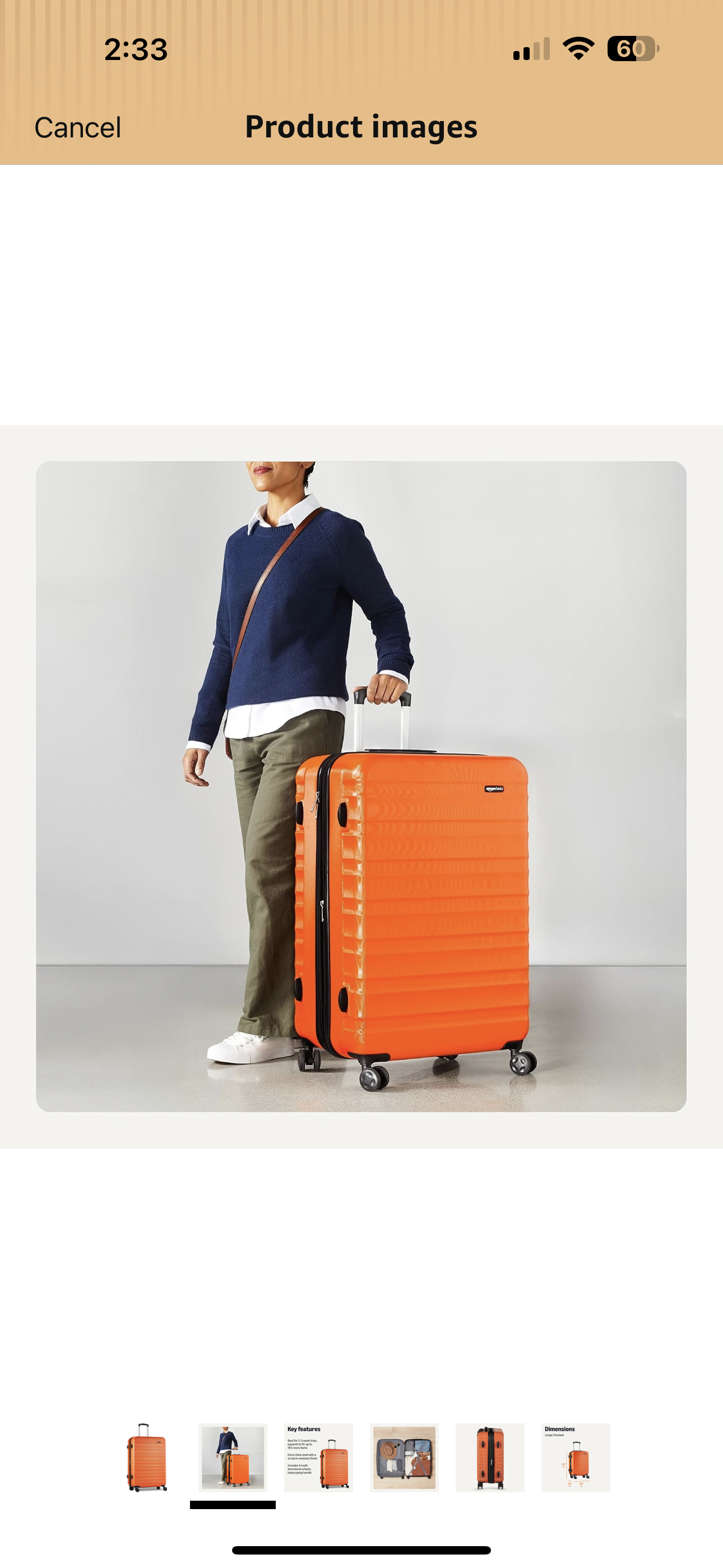 Amazon Basics 30" Hardside Large Checked Luggage, Expandable For Up to 15% More Space, Hardshell Suitcase With Wheels, Scratch-Resistant Surface, Four Multi-directional Wheels, Orange