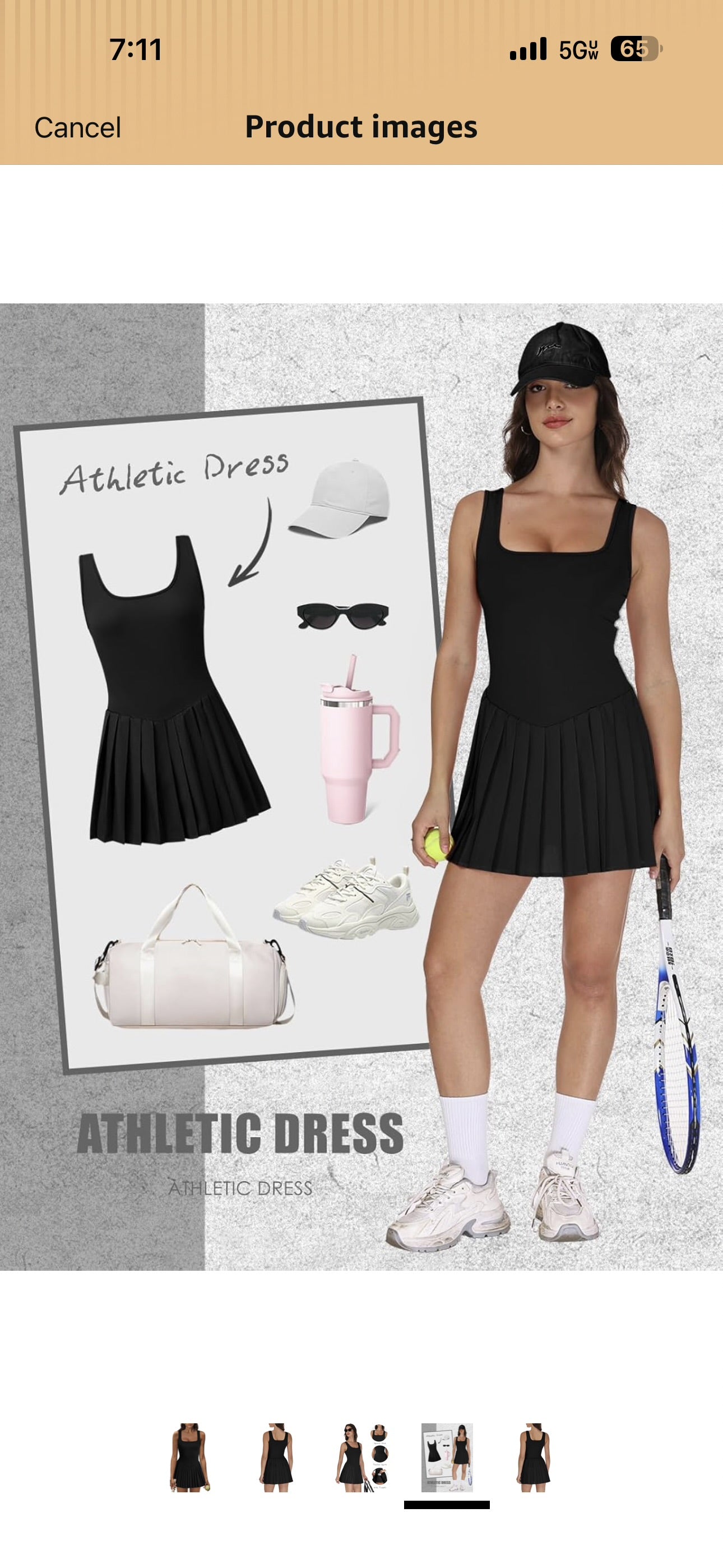 Athletic Dress for Women Built in Shorts U Neck Womens Tennis Dress Pleated with Pockets Sleeveless Golf Clothes
