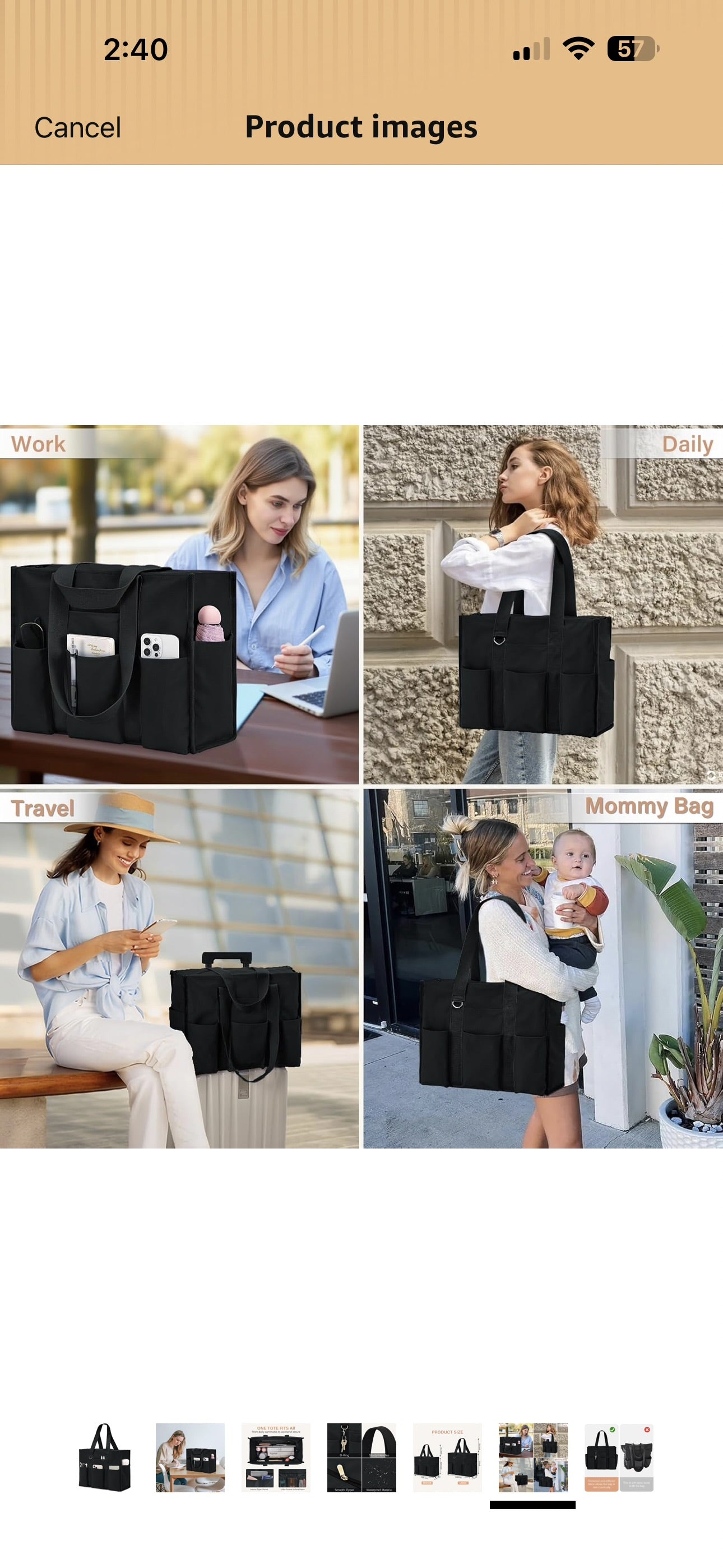 Becokan Large Tote Bag for Women Waterproof with 12 Pockets Top Zipper Closure Utility Teacher Nurse Bags for Work School