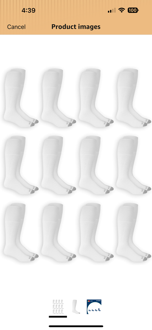 Fruit of the Loom Men's Dual Defense Tube Socks (12 Pack)