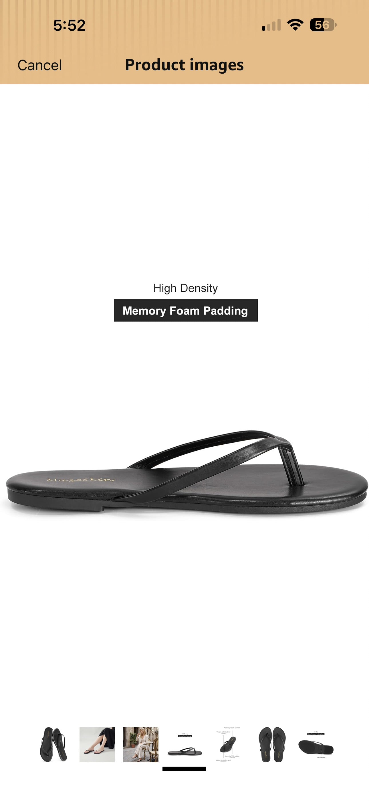 mazeskin Women's Memory Foam Comfortable Flat Thong Sandals Dressy Summer Beach Leather Slide Flip Flops
