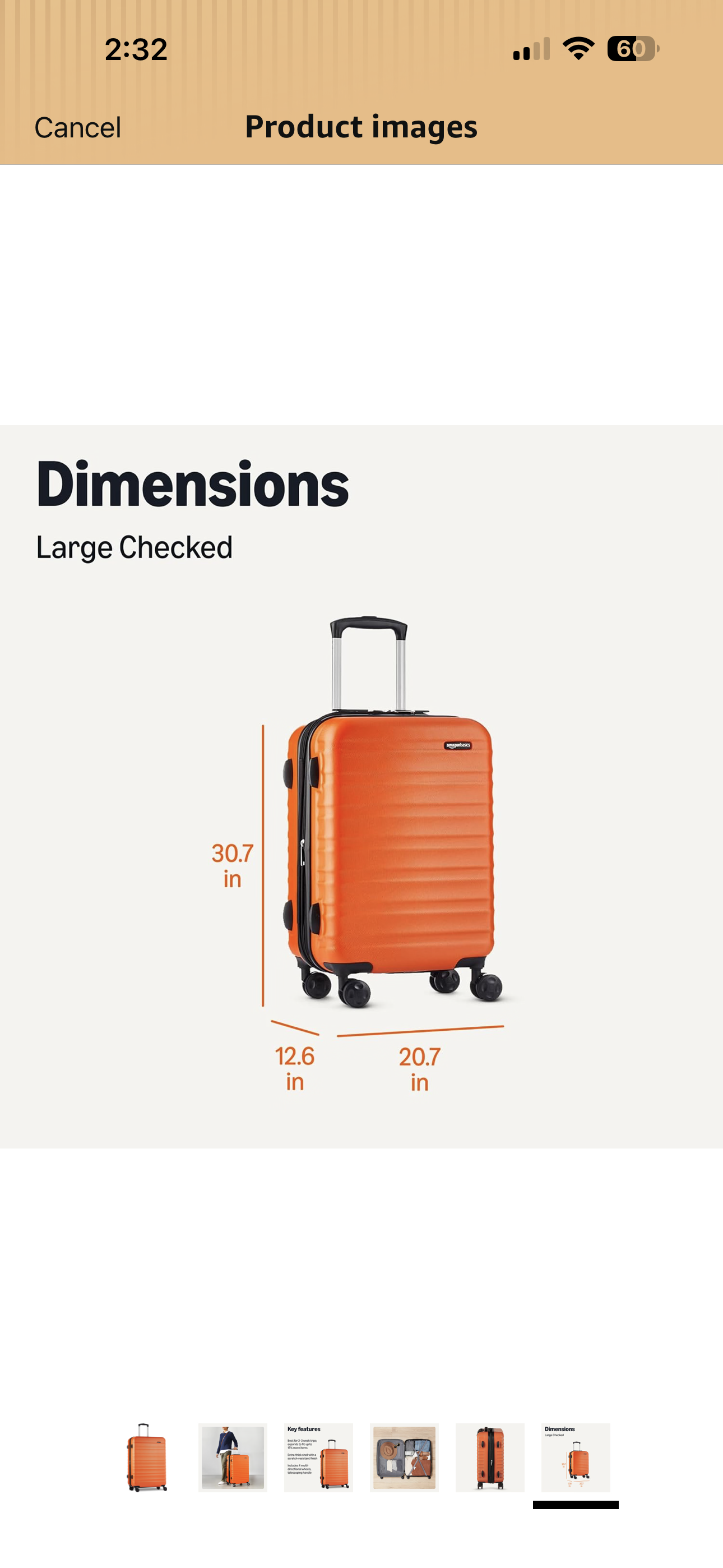 Amazon Basics 30" Hardside Large Checked Luggage, Expandable For Up to 15% More Space, Hardshell Suitcase With Wheels, Scratch-Resistant Surface, Four Multi-directional Wheels, Orange