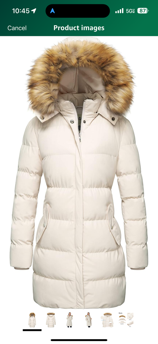 WenVen Women's Winter Thicken Puffer Coat Warm Jacket with Faux Fur Removable Hood