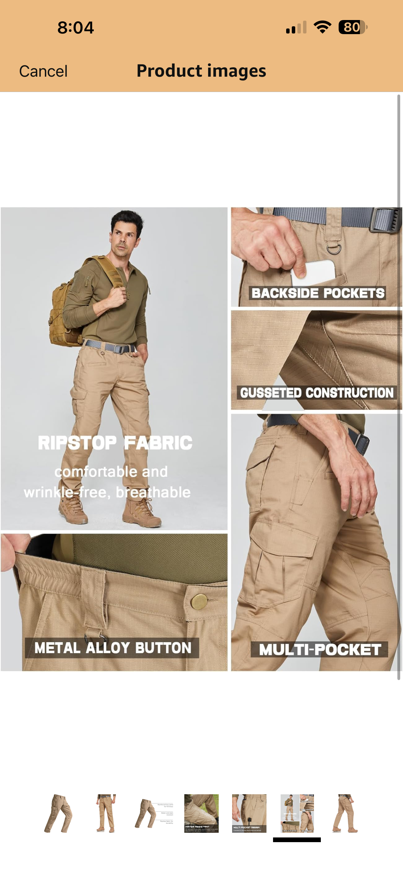 SPOSULEI Mens Tactical Pants Ripstop Cargo Work Pants with 9 Pockets Water Resistant Breathable Hiking Construction Pants