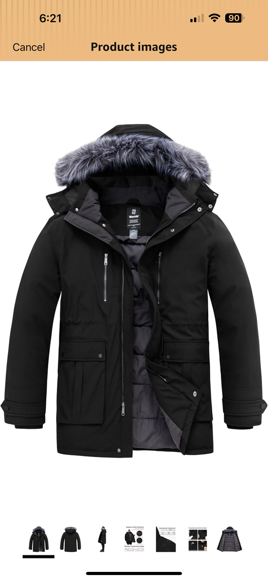 wantdo Big and Tall Winter Coat Puffer Jacket Snow Parka