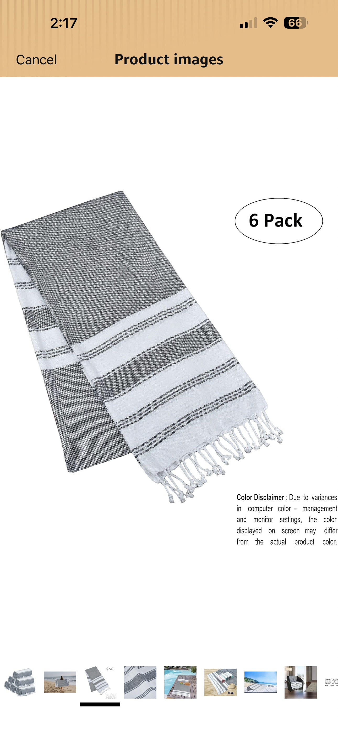GLAMBURG Peshtemal Turkish Beach Towel Cotton Oversized 36x71 Set of 6 for Adults, Soft Durable Absorbent Extra Large Hammam Bath Sheet - Navy Blue
