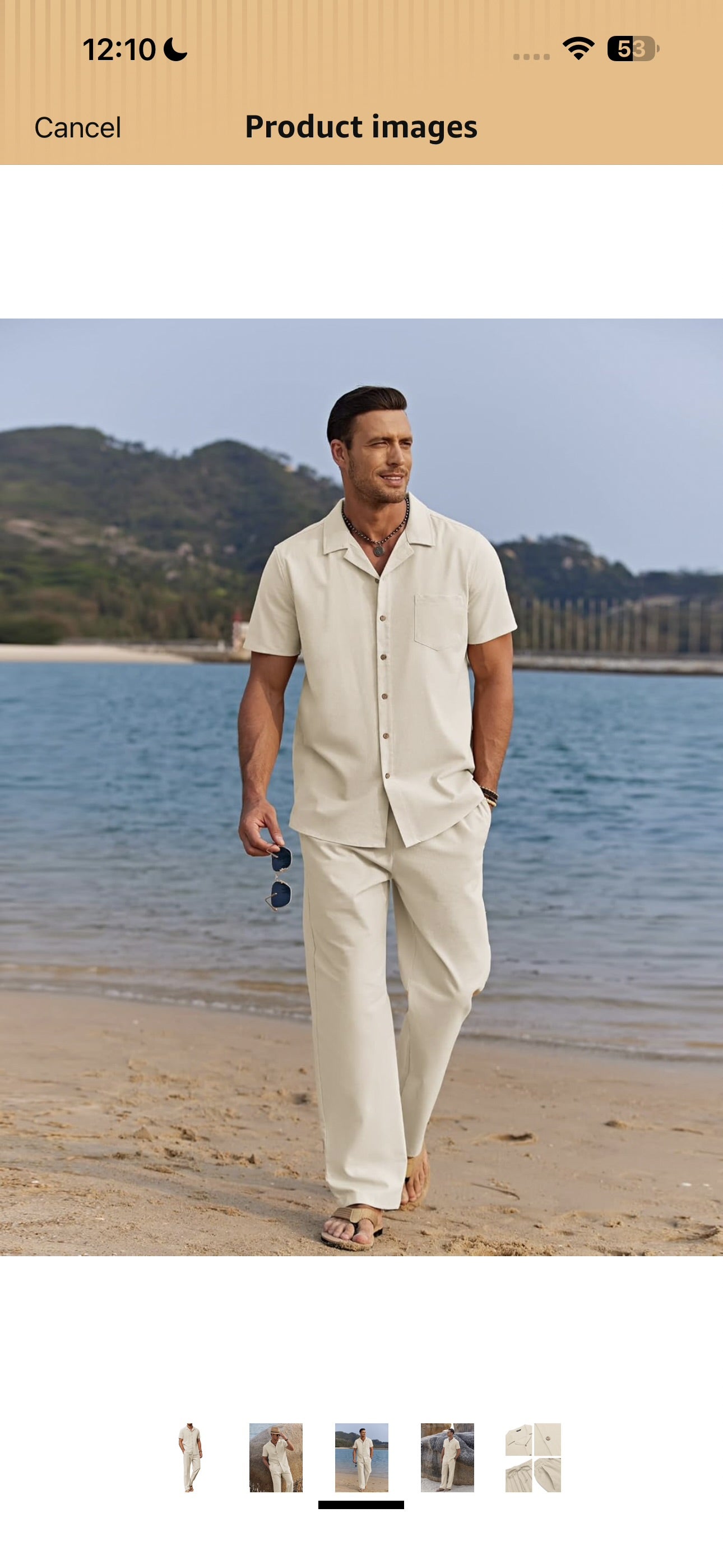 COOFANDY Men 2 Piece Linen Outfit Beach Button Down Shirt Casual Loose Pant Sets