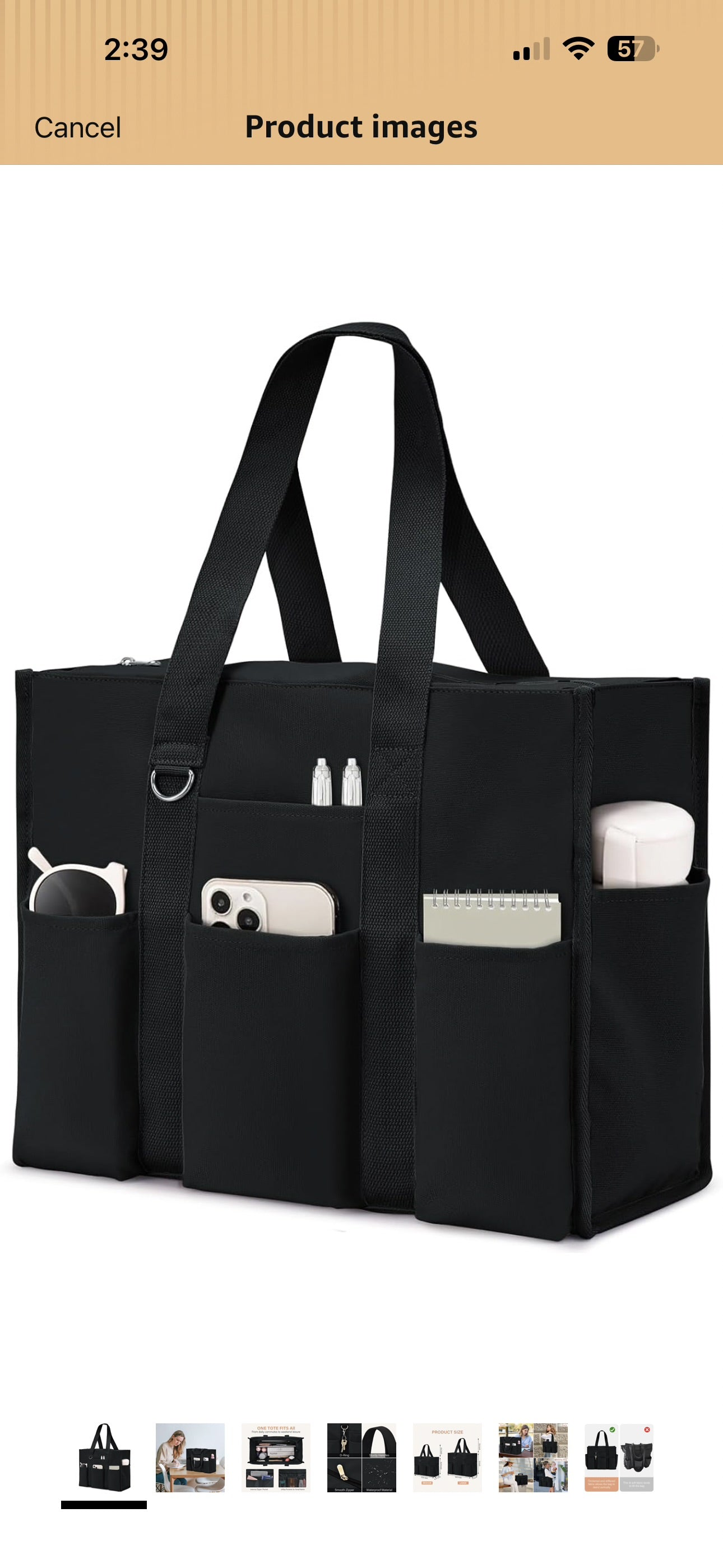 Becokan Large Tote Bag for Women Waterproof with 12 Pockets Top Zipper Closure Utility Teacher Nurse Bags for Work School