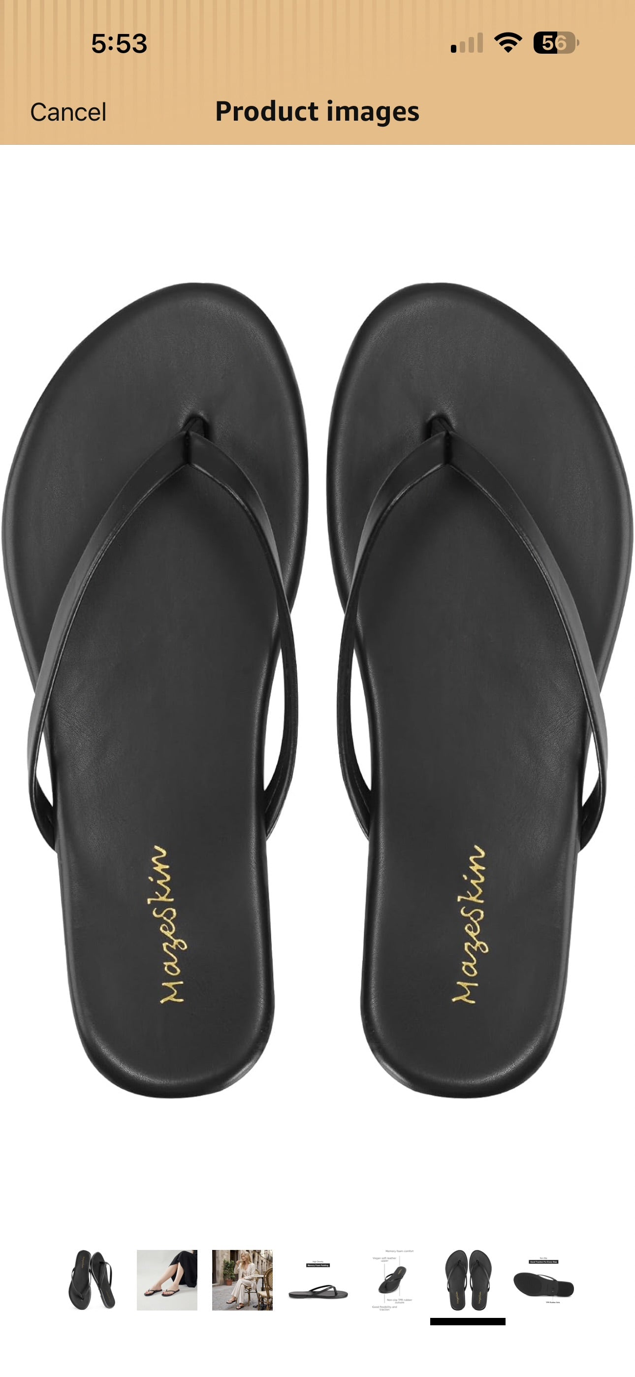 mazeskin Women's Memory Foam Comfortable Flat Thong Sandals Dressy Summer Beach Leather Slide Flip Flops